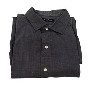 M3-45 NAUTICA Men's 100% Cotton Button Down Dress Shirt Gray XL